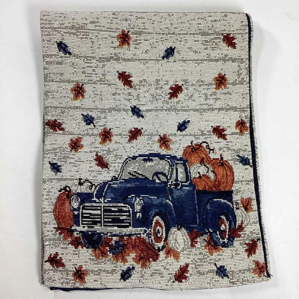 Perfect Harvest Fall Blue Truck Tapestry Table Runner 12.25 x 67